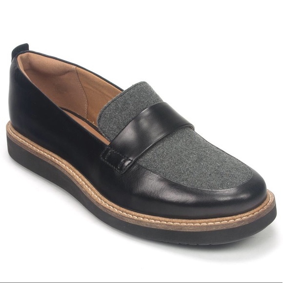 Clarks Shoes - CLARKS Artisan Black & Gray Glick Avalee Loafers